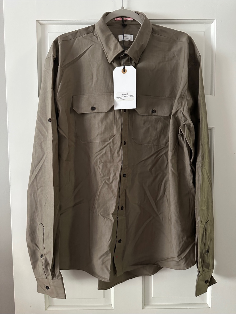 NWT Apolis Global Citizen 100% Merino Wool Military Button Under Shirt